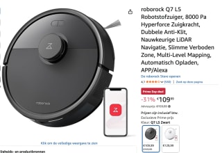 Roborock Q7 L5 Robotstofzuiger – 8000 Pa voor €109,99 bij amazon