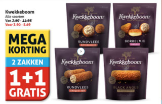 Alle Kwekkeboom 1+1 gratis bij Hoogvliet