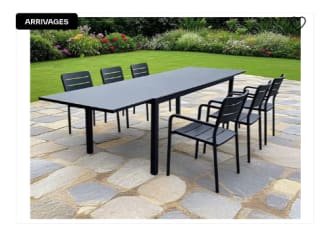 Table de jardin extensible aluminium et plateau en verre trempé à 169€