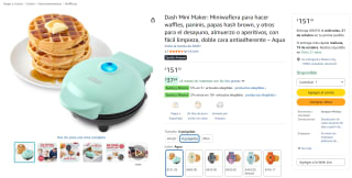 Dash Mini Maker mini waflera por $151 en Amazon