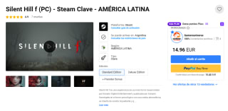 Silent Hill f (PC) Steam por $261 | Oferta G2A