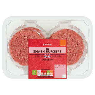 Sainsbury's 10 x British Smash Burgers 750g for £3.25 at Sainsbury's