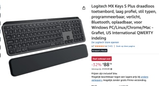 Logitech MX Keys S Plus Toetsenbord met polssteun Qwerty voor €88,19 bij Amazon