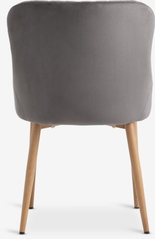 Silla de comedor PEBRINGE terciopelo gris/color roble por 25€ en JYSK