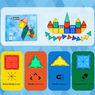 MagniClicks Magnetic Tiles 35 stuks voor €9,95 bij Bol