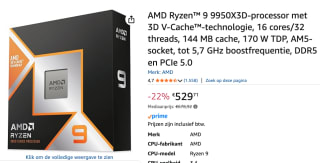 AMD Ryzen 9 9950X3D-processor - 16C/32T, 4,30-5,70GHz voor €529,71 bij Amazon