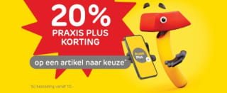 20% korting op één artikel naar keuze bij besteding vanaf €10 bij Praxis