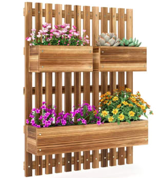 Jardinera Vertical Madera Carbonizada 4 Macetas por 50,99€