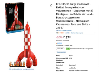 LEGO Ideas Tintin Maanraket 21367 voor €117,99 dmv code bij Amazon