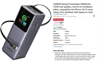 UGREEN Nexode Power Bank 20000mAh 165W met Retractable USB-C-kabel voor €59,99
