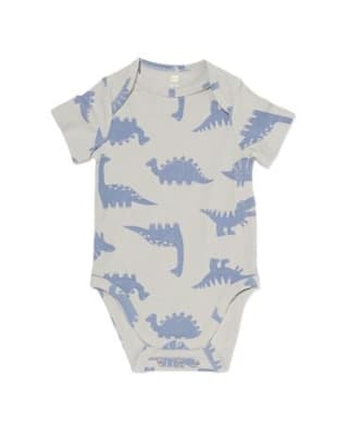 Baby meegroeiromper dino blauw voor €2,25 bij HEMA
