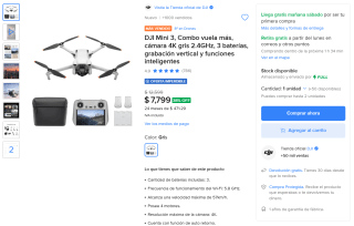 Dron DJI Mini 3 Combo por $7,584 | Oferta Mercado Libre