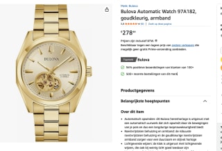 Bulova Surveyor Heren Horloge Goudkleurig voor €278,44 bij Amazon