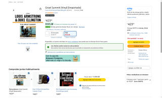 Vinilo Great Summit Louis Armstrong & Duke Ellington por $424 | Amazon