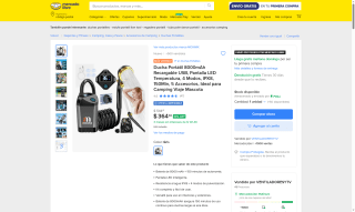 Ducha Portátil MOXIMX 8000mAh por $364 | Oferta Mercado Libre