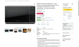 Microondas Chefman 1.1 pies cúbicos por $1,719 | Amazon