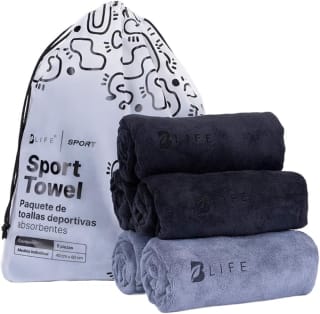 B Life Kit 5 Toallas Microfibra Negro/Gris por $276 | Amazon