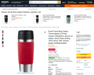 Emsa Travel Mug Classic thermosbeker (0,36 liter) voor €14,59 bij Amazon