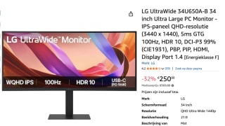 LG 34U650A-B 34" Ultrawide Quad HD IPS monitor voor €250 bij Amazon