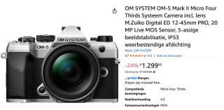 OM SYSTEM OM-5 Mark II zilver + 12-45mm F/4.0 Pro voor €1299 bij Amazon