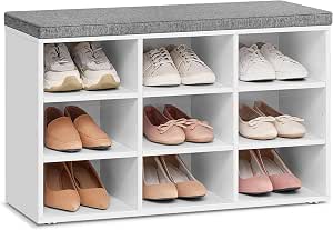 VASAGLE Banco Zapatero, Asiento Acolchado, 9 Compartimentos por 41.79€