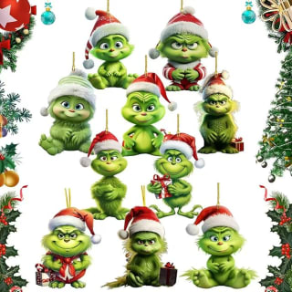 Grinch kerstdecoratie 10stuks voor €1,99 bij Amazon