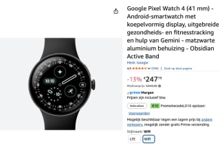 GOOGLE Pixel Watch 4 41MM Smartwatch Obsidian voor €247,79 bij Amazon