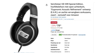 Sennheiser HD 599 Special Edition, hoofdtelefoon voor €69,99 dmv code bij Amazon