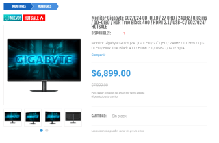Monitor Gigabyte GO27Q24 QD-OLED 27" por $6,333 | DDTech (MP)