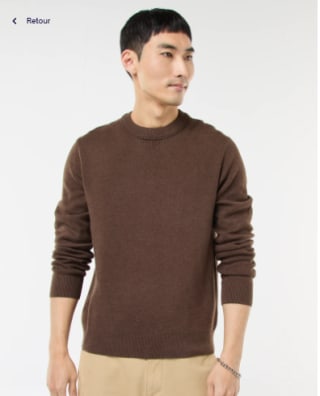 Pull col rond uni - Marron à 18€