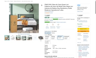 Base de Cama Queen Zinus con Cabecero por $1,752 | Oferta Amazon