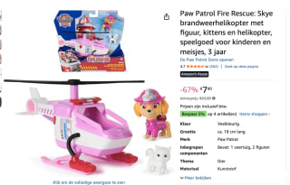 PAW Patrol - Brandweerredding - Skye's brandweerhelikopter voor €7,90 bij Amazon