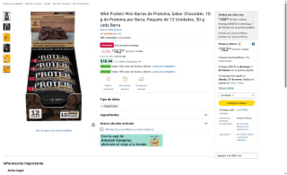 Wild Protein Mini Barras Chocolate 12u por $162 | Amazon