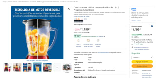 Oster Licuadora 1000 W con Vaso de Vidrio 1.5 L por $1,199 en Amazon