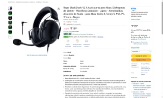 Audífonos Razer BlackShark V2 X por $720 | Oferta Amazon