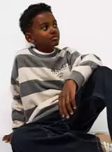 Boys’ Mono Stripe Sweatshirt & Denim Jeans Set – Sizes 5-12 Years – £6 + Free C&C