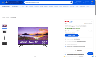 ATVIO 55 Pulgadas 4K Roku TV ATV5523KR por $4,190 | Walmart