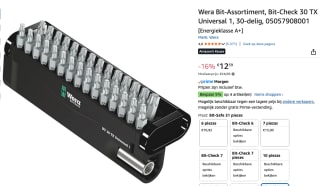 Wera 30-delige Bit-Check 30 Universal 1 Bitset - Torx voor €12,59 bij Amazon