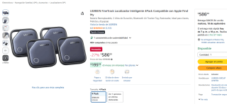 UGREEN FineTrack Localizador Inteligente 4 Pack por $586 en Amazon