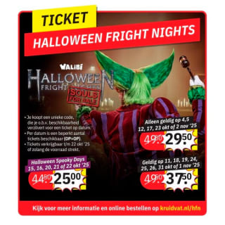 Tickets voor Walibi Halloween Fright Nights vanaf €29,50 via Kruidvat