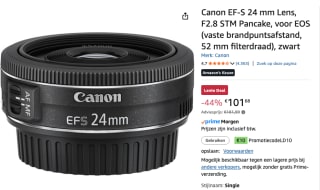Canon EF-S 24mm f/2.8 STM voor €101,68 bij Amazon