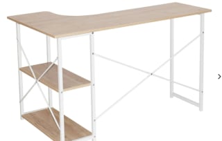 Escritorio con estantes MITSAI Odessa marrón claro y blanco por 49.99€
