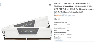 Corsair RAM D5 6000 32 GB C36 Venegance K2 W voor €248,16 bij Amazon