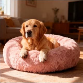 Cama Antiestrés Felpa para Mascotas Perros Gatos 50cm Rosado por $16.990