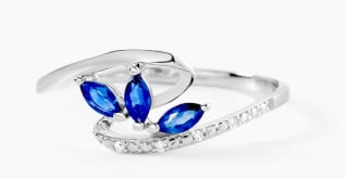 Bague Petale Or Blanc Saphir Et Diamant à 124,50€