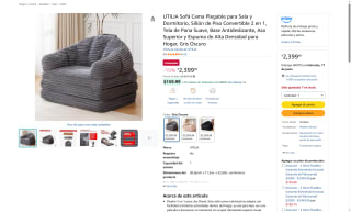 Sofá Cama UTILIA 2 en 1 por $2,400 | Oferta Amazon