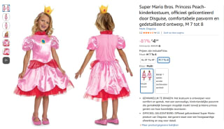 Super Mario Bros Princess Peach verkleedkostuum (7 - 8 jaar) voor €4,64 bij Amazon