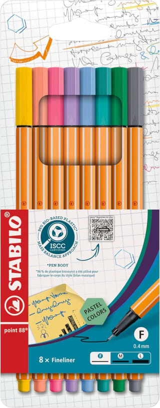 STABILO Rotulador punta fina point 88 - Estuche con 8 colores pastel por 4.88€