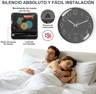 Reloj de pared de cuarzo silencioso (12 pulgadas) por $199 en Amazon