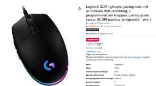 Logitech G203 LIGHTSYNC - Bedrade Gaming Muis voor €18,99 bij Amazon